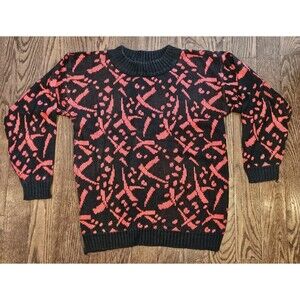 VTG 80s 90s Jamie Scott Abstract Geometric Pattern Knit Sweater Unisex Size M